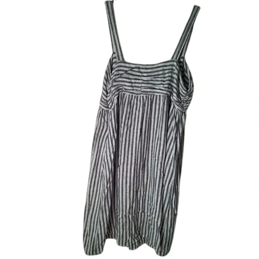 Who What Wear‎ Women Babydoll Striped Linen Blend Midi Dress Size XXL Pockets - Picture 3 of 16